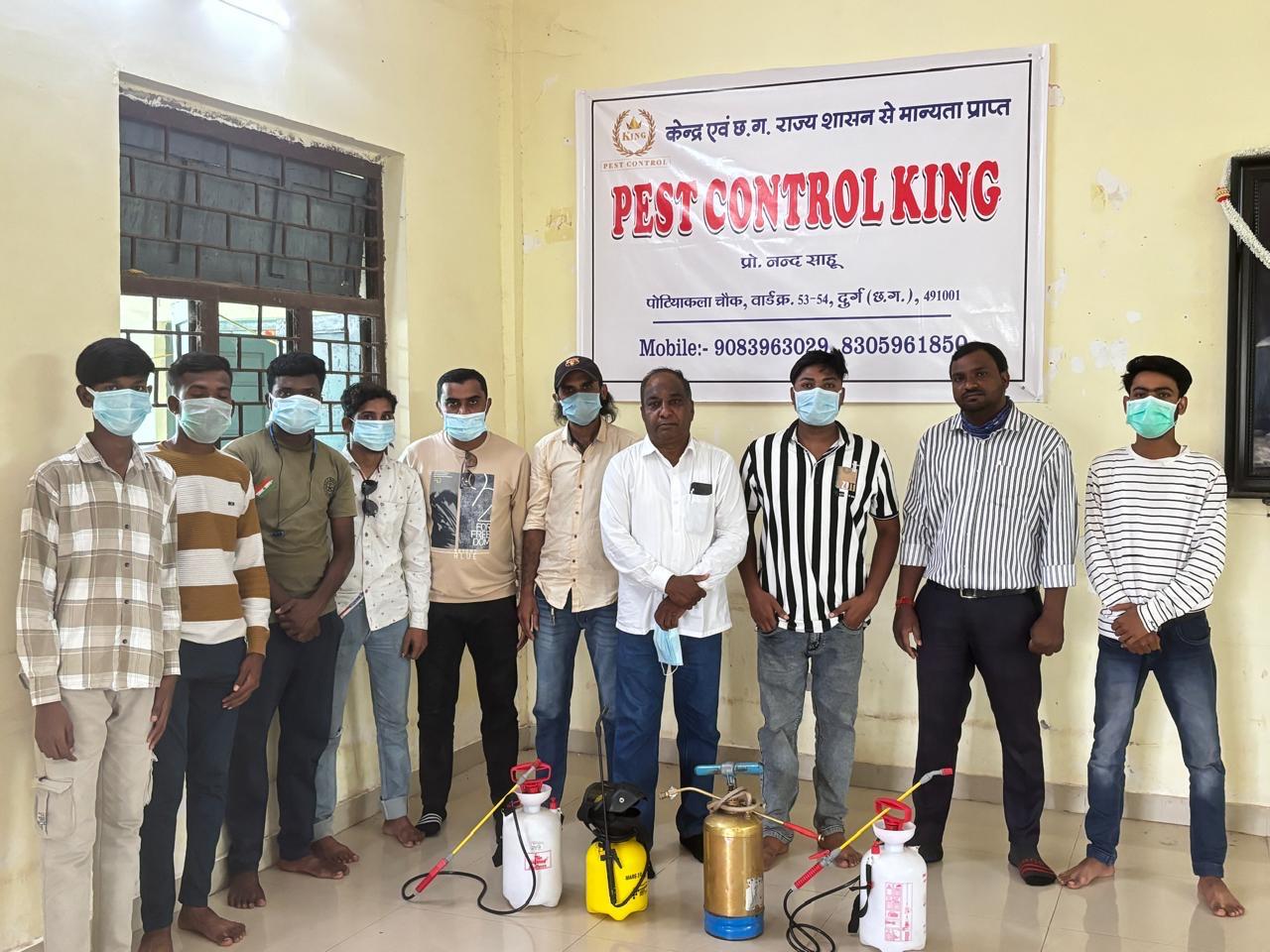 Technician performing pest control service